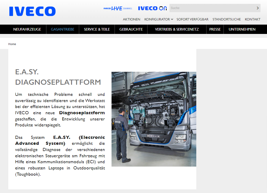 Iveco EASY DIAGNOSEPLATTFORM Screenshot